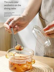 1 件装迷你硼硅玻璃双耳量杯蒸锅，家用蛋汤碗，双耳婴儿辅食蒸锅 - 查看 2