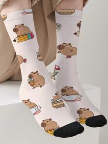 1 Pair Cartoon Animal 360 Printed Crew Socks, 360° All-Over Print Design, Cute And Fun Novelty Socks, All-Season Unisex Socks - Multicolor - View 7