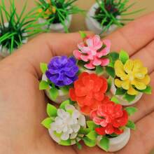 Dollhouse Mini Plant Model Potted Plants, Micro Landscape Potted Plants, Outdoor Artificial Flower Potted Plants, Artificial Green Plants, Mini Green Plant Potted Plants, Dollhouse Decor Accessories, Micro Scene Photography Props, Artificial Small Potted Plants Micro Landscape Decor - Multicolor - View 3