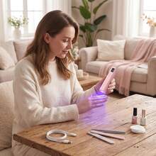 ‌LCD Handheld UV/LED Nail Lamp - Mini Gel Nail Polish Curing Light, Portable Cordless Rechargeable With 180mAh Battery, Hybrid Light, Fast-Curing - Pink - View 5