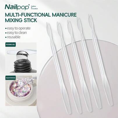 5PCS/10PCS Dual Head Nail Art Stirring Stick For Taking Nail Gel Liquid Dual Head Design Stirring Stick For Salon Nail Art Home DIY