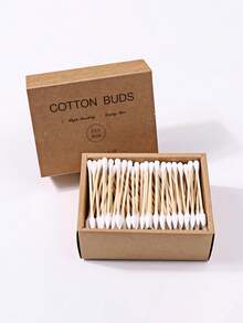 200支/包牛皮纸盒装竹木双头棉签，适用于化妆、卸妆、耳部清洁 - 多色 - 查看 18