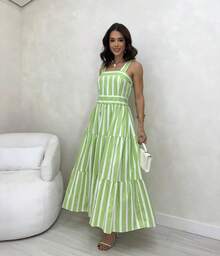 15 Striped All-Over Print Fabric Gathered Hem With Ruffle Wedding Dresses - 淡綠 - 查看 2