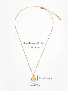 1pc Luxury Stainless Steel 18K Gold Plated Oval Floral Dangle Pendant Necklace, Hypoallergenic, Fashionable For Daily, Party, Date, Vacation - 黃金 - 查看 3
