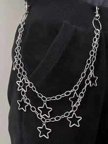 1 pièce Chaîne de sac géométrique en croissant de métal punk, chaîne de pantalon cool pour hommes et femmes, accessoire rock and roll - Chaîne de taille - Voir 1