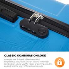 YONSLY 4-Piece Wheeled Suitcase Set With 360° Wheels, Combination Lock, Robust Double Zipper, Mesh Pocket, Soft Rubber Handle, 16/20/24/28 Inch Trolley Suitcase, Hard Shell Carry-On Luggage Set (4-Piece Set, S, M, L & XL) - 藍色 - 查看 3