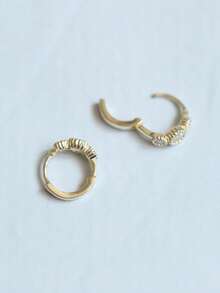 1 par de pendientes de plata de ley 925 con borde de pastel, triple circonia y doble círculo, joyería minimalista, regalo ideal para amigos y recuerdo de viaje - Pendientes - Ver 6