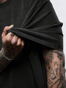 Men Washed Cotton Streetwear Brand Originals Vons Dutchs Snake And Clover Print Casual Tee For Daily Wear Outdoors | Front And Back Print | Vintage Heavyweight T Shirt | Perfect Gift | Loose Comfortable Breathable | Machine Washable Fabric | Hip Hop Cool Style | Drippy Clothes | Y2K - 黑色 - 查看 5