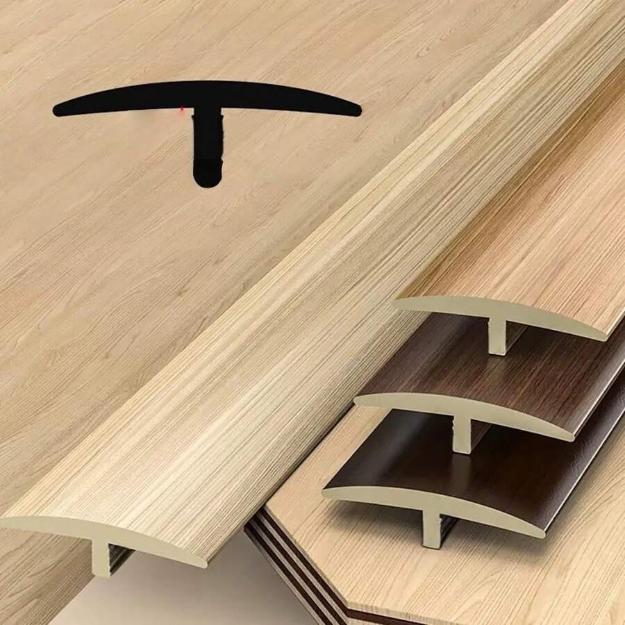 1pc Molding Floor Transition Strip For Tile To Laminate/Vinyl And Carpet, PVC Flat Divider Strip For Joining Flooring Gaps, Self Adhesive Vinyl Floor Edge Strip Wood Grain Finish - Cuttable - C - View 1