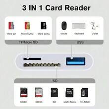 1pc 2-In-1 SD/TF/USB Memory Card Reader, Camera Tracking Reader Converter, T-Type Connector Adapter For IPhone 17/16/15, S25/S24/S23/S22/S21, Pad, Laptop Series, Plug And Play - White - View 4