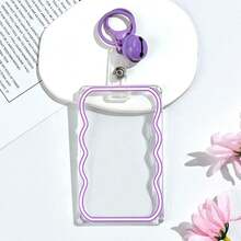 1pc Minimalist Sliding Transparent Card Holder, Student Campus Card, Bus/Metro Card Protector Case, Unisex - Card Sleeve - View 6