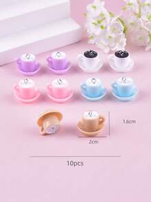 10pcs Mini Resin Coffee Cup Pendant, Suitable For Women Earring DIY Jewelry Making - Saucer Coffee Cup - View 4