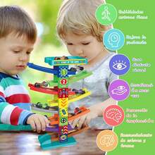 Pista de Coches Rampas para Niños con 8 Coches,Juguete de Carreras Educativo de 9 Niveles,Juguete de Pista de Carros Estacionamiento,Regalos para Niños para Navidad,Cumpleaños - verde menta - Ver 2