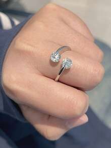 XUJIA 1pc 925 Sterling Silver 2.0 Carat Moissanite Ring, Two 6.5mm Round Moissanite Stones, Women's Wedding Engagement Ring, Anniversary Gift, Bridal Wedding Gift - RMO-221 - View 4