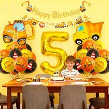 37 piezas Juego de globos de construcción, incluye globos de número de lámina de 32 pulgadas, adecuado para decoración de fiesta de cumpleaños, baby shower - Ver 5