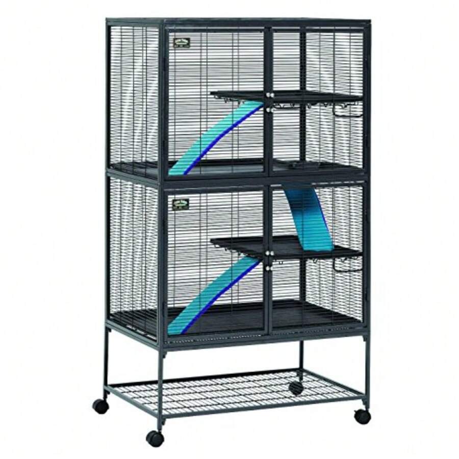 Critter Nation Double Unit Small Animal Cage 4 Tiers Includes Pan Shelf ...