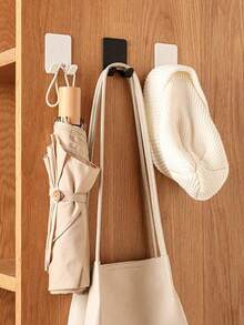3pcs No Drill Self-Adhesive Razor Holder And Towel Hook - Wall Mounted Bathroom Storage Rack, Suitable For Tiles, Mirrors And Doors, Plastic Razor Holder And Towel Hook, Bathroom Storage Small Tool, Bathroom Essentials, Bathroom Decor Accessories - No Drilling Required - View 7