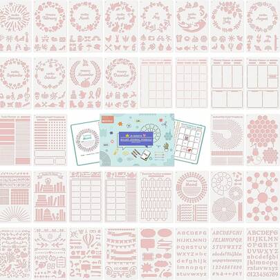 36pcs/Set Trending New Bullet Journal Templates, Diary Accessories Kit For Bullet Journaling And Planning
