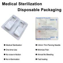 Kit de perforación de oreja por sí mismo - Paquete de 4 a 10 pistolas desechables con palillos de plata esterlina para perforar orejas, nariz, cartílago, trago, hélice - Multicolor - Ver 6