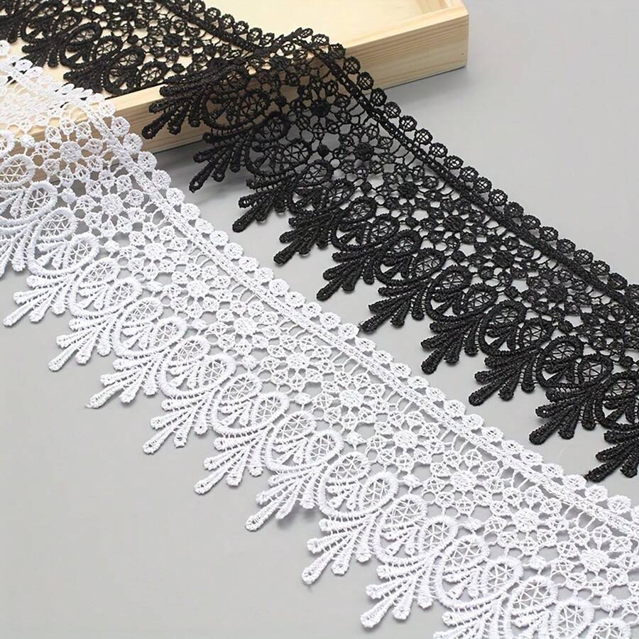 1 Yard Of Non-Elastic Embroidered Lace Trim, Accessories For Curtains, Tablecloths, Slippers, Bridal Clothing, DIY Sewing Crafts BGJF - 白色 - 查看 1