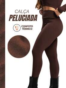 Plain Plush Flannel Legging Pants Autumn Winter Women's Fashion - 鏽棕色 - 查看 1