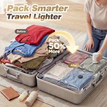12pcs Vacuum Bags For Travel With Rechargeable Air Pump,Checkered Pattern Storage Bags,Reusable For Clothes, Comforters, Blankets, Pillow, Bedding, Sealer Clothing Storage,Travel Accessories,Organize Essential - 12-square Compression Bag - View 9