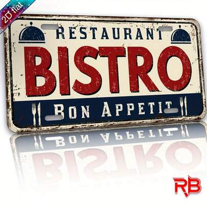 1 件 2D 复古黄铜金属平面标牌 - 30.0 x 14.99 厘米，UV 印刷，适用于家居、咖啡馆、餐厅、车库墙面装饰 - 农舍风格，无需电源，室内/室外均可使用，复古咖啡馆标牌，做旧外观，咖啡馆墙面悬挂装饰 | 复古墙面艺术 | UV 印刷标牌，金属墙面装饰，实际出售商品的孔位如图所示