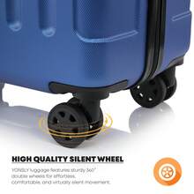 YONSLY 4-Piece Wheeled Suitcase Set With 360° Wheels, Combination Lock, Robust Double Zipper, Mesh Pocket, Soft Rubber Handle, 16/20/24/28 Inch Trolley Suitcase, Hard Shell Carry-On Luggage Set (4-Piece Set, S, M, L & XL) - 寶藍色 - 查看 4