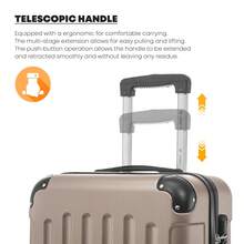 YONSLY 4-Piece Wheeled Suitcase Set With 360° Wheels, Combination Lock, Robust Double Zipper, Mesh Pocket, Soft Rubber Handle, 16/20/24/28 Inch Trolley Suitcase, Hard Shell Carry-On Luggage Set (4-Piece Set, S, M, L & XL) - 香檳色 - 查看 5