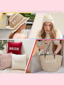 5件套 - 熨烫字母贴片，珍珠字母贴片，闪亮水钻字母，可缝制字母，新娘熨烫贴片，闪光字母贴花，布料工艺新娘贴纸，适用于服装、帽子、鞋子 - BRIDE英文字母燙鑽 - 查看 3