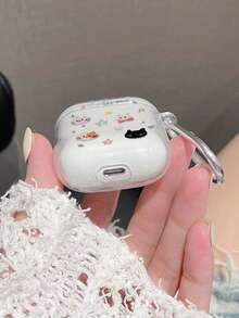 1个猫咪透明耳机保护套，适用于 Pro 3 Pro 2 3 2 1 4，可爱简约 - 粉紅色 - 查看 4