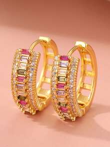 Pendientes elegantes y coloridos para mujeres, accesorio exquisito adecuado para reuniones festivas, un maravilloso regalo de cumpleaños - vistoso - Ver 7