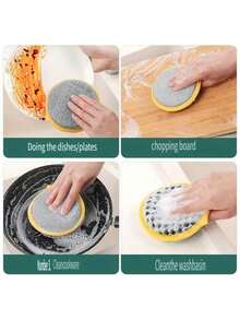 10pcs Double-Sided Sponge Dish Washing Brush - A - View 2