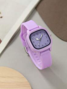 10只装女士礼品硅胶手表，时尚休闲方形表盘石英腕表组合套装（不含表盒） - 彩色 - 查看 14