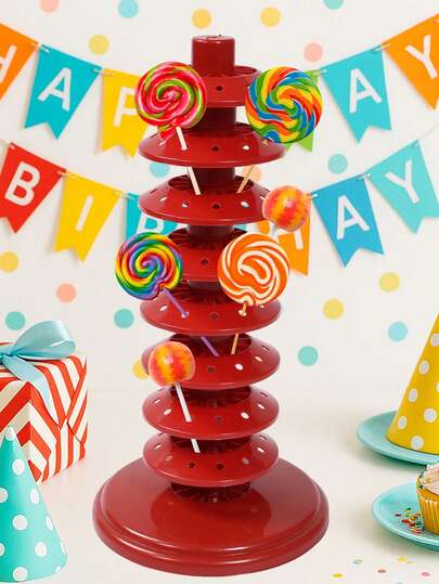 1pc Red Adjustable Multi-Tier Lollipop Stand, Red Plastic Candy Display Stand, Tree-Shaped Design, Welcome Baby Party Dessert Station, Baby Shower Decor, Gender Reveal Decor, Birthday Party Table Centerpiece, 1st Birthday Party Lollipop Display Stand, Red Decorative Item, Multi-Tier Insert, Sturdy Construction, No Electricity Required, Kitchen & Dining Room Decor, Party Candy Bar Supplies, Birthday Gifts, Party Favors