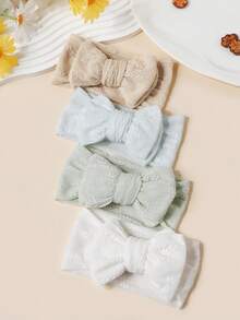 2/5pcs Baby & Kids Soft Elegant Fashion Double-Layer Mesh Bow Headbands, Cute Toddler Elastic Hair Accessories, Suitable For Daily Use, Spring/Summer - Multicolor - View 11