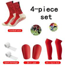 4 pièces Chaussettes de football antidérapantes pour hommes et femmes, mini protège-tibias de football, protège-jambes de sport, couvre-chaussettes de sport, chaussettes de mollet, bandages de sport, accessoires de sport d'extérieur, cyclisme, fitness, football - Multicolore - Voir 4