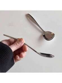 1pc/2pcs/3pcs New Stainless Steel Serving Spoon, Long Handle Catering Spoon, Flat Bottom Spoon, Suitable For Kitchen, Restaurant, Hotel - View 2