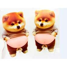 3D Corgi Dog Belly Sticker, Cute Puppy Wearing Orange Clothes On Soft Pink Background, Cartoon Style Corgi Belly Sticker - Multicolor - View 5