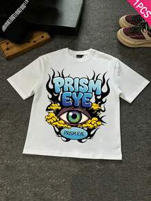 Boys & Teens' Casual Graphic Print Round Neck Short Sleeve T-Shirt, Summer Top - 白色1 - 查看 1