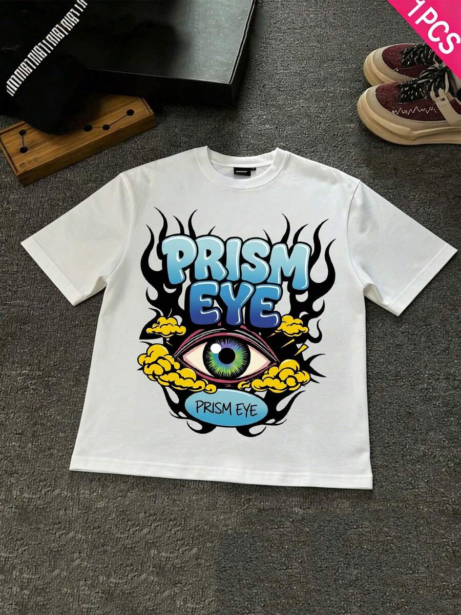 Boys & Teens' Casual Graphic Print Round Neck Short Sleeve T-Shirt, Summer Top - 白色1 - 查看 1