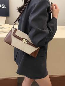 Túi đeo vai dáng baguette thiết kế retro độc đáo dành cho nữ, mẫu mới thời trang tối giản mùa xuân/hè, đa năng, phù hợp đi làm hàng ngày. - màu nâu - Xem 3