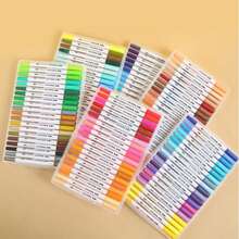 Set nou de pixuri colorate cu două capete, 1/12/24/36 de culori, inclusiv marker pentru acuarelă, cap de pensulă lavabil și pix cu cârlig cu două capete fine - un instrument de desen profesional potrivit pentru pictură, caligrafie, creație artistică și design de fonturi. - Multicolor - Vizualizare 9