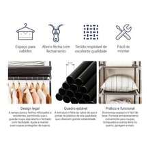 Folding Wardrobe, Portable Multipurpose Clothes Organizer - 175X130X45 棕色 - 查看 3