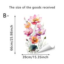 1/4pcs Watercolor Lotus Flower Wall Stickers, Removable Self-Adhesive Waterproof PVC Decals, Suitable For Decorating Living Rooms, Bedrooms, And Kitchen Backgrounds. - Wall Stickers - View 11