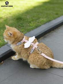HUITAIYANG 四季宠物牵引绳套装（2件装），猫咪胸背带，轻便户外牵引绳，适合秋冬季节，X型胸带，狗狗胸带，天使翅膀装饰胸带，适合中小型犬猫 - 無色 - 查看 13