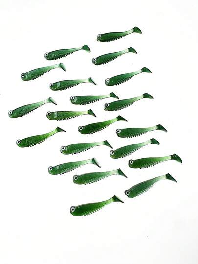 10pcs Realistic Small Fish T-Tail Soft Lures 5cm 1.2g, Glow-In-The-Dark Red, Green, Gold, Pink, Suitable For Freshwater Bass, Perch, Sea Fishing Accessories