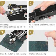 Portable Electric Handheld Sewing Machine, Suitable For DIY Sewing, Fabrics, Garments, Travel, Home Use, Easy To Use, Ideal For Beginners, Compact Size 8.2"X2.7"X1.2", (Note: Only For Lightweight Fabrics/Accessories ) - Black - View 5