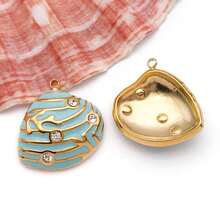 2 chiếc mặt dây chuyền hình vỏ sò bằng thép không gỉ tráng men, mặt dây chuyền kim loại hình vỏ sò màu vàng, thích hợp làm vòng tay, móc khóa, trang sức thủ công. - Nhiều màu - Xem 15