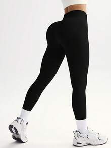 Seamless Base Sports Leggings - Black - View 6